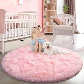 Shaggy, -voor woonkamer, -tapijt, onderhoudsvriendelijk, hoge draaddichtheid, water-vloermat voor binnen voor speel- en kinderkamer (roze, 153 x 153 cm)