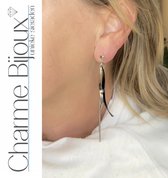Klem oorhangers- Zilverkleur- Zwart- geen gaatjes- Charme Bijoux