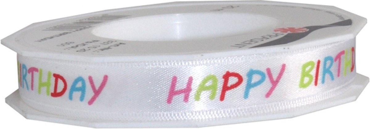 Happy Birthday satijnen lint 20mx15mm
