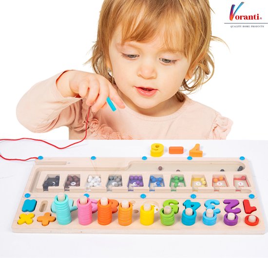 Voranti® - Montessori Speelgoed - Speelgoed 3 jaar - Educatief Speelgoed - Busy board - Educatieve Puzzel 3 jaar - Houten Speelgoed - Sensorisch Speelgoed - Sorteren - Ontwikkelings Speelgoed