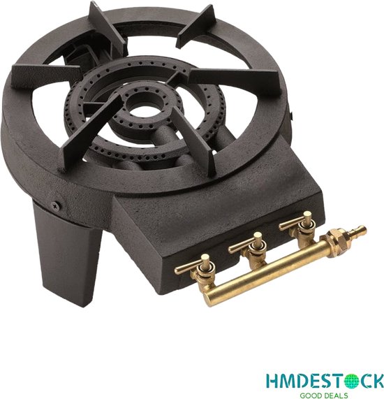 Foto: Royal swiss gietijzeren ringbrander met 3 afzonderlijk instelbare kranen gaskookstel 9kw krachtige outdoor gasbrander voor koken en braden