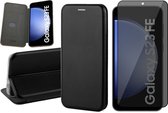 Coque adaptée pour Samsung Galaxy S23 FE - Protecteur d'écran de confidentialité en Glas à couverture complète - Étui portefeuille Zwart