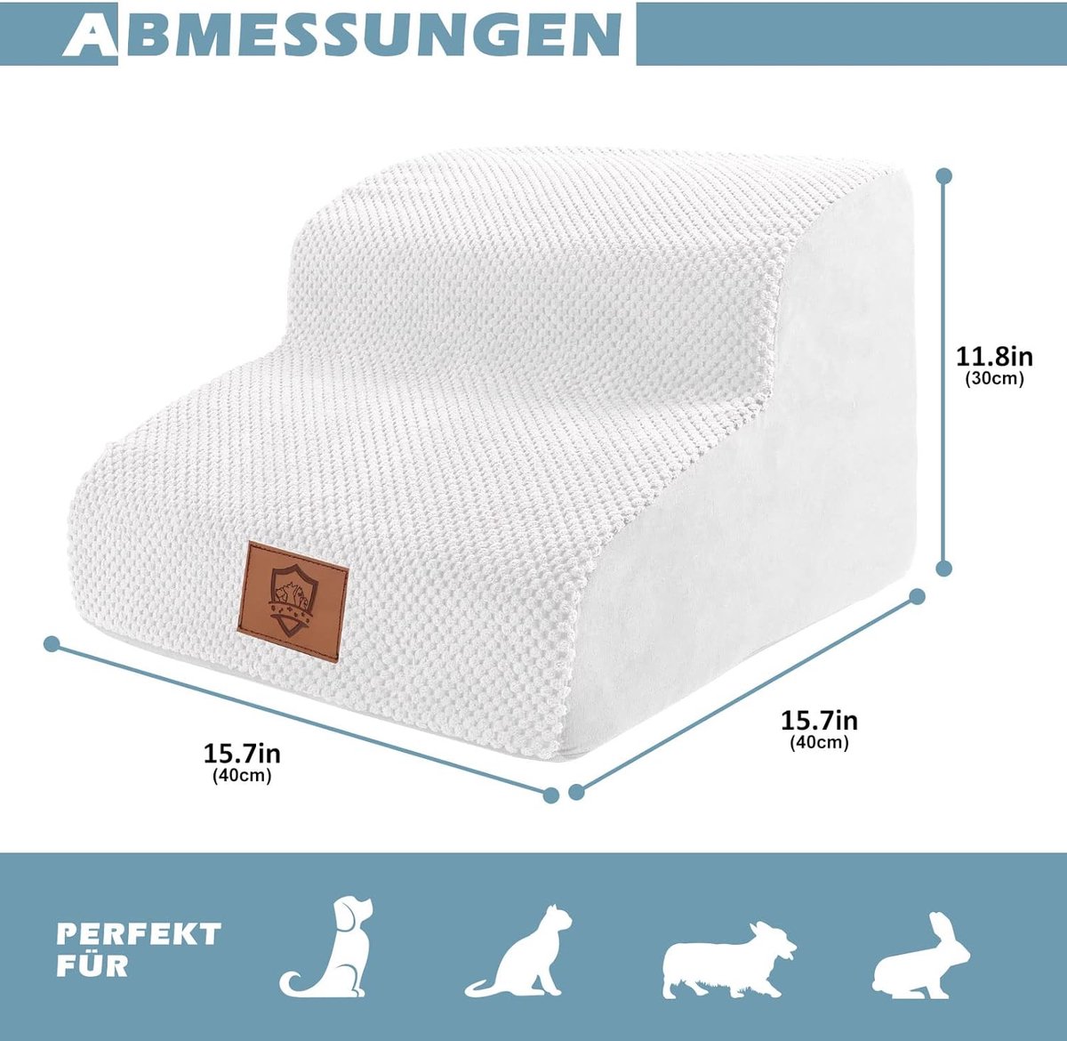 ZNM Hondentrap voor kleine honden, huisdiertrap, waterdichte hondentrap, 40 cm hoog, wasbare overtrek met ritssluiting, antislip hondentrap van spons, draagbare kattentrap