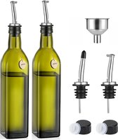 BOTC Olijfolie fles - 500ml - 2 Delige Set - Met Schenkteut, Trechter & Accessoires - Glazen Oliefles