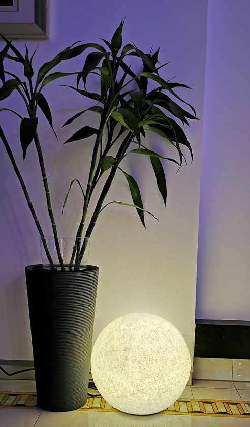 Boule de jardin Trango IP65 300GB en 30cm Ø avec 1x lampe LED E27 *NATURE* lampe sphérique avec environ 5 mètres de câble IP44, lampe de jardin, ampoule, lampe boule de jardin, lampe à ampoule