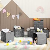 Opbergdozen, 6-delige set, opvouwbare stoffen dozen, vliesstof, kubussen, opbergmanden, organizer voor speelgoed, kleding, zwart RFB006B01