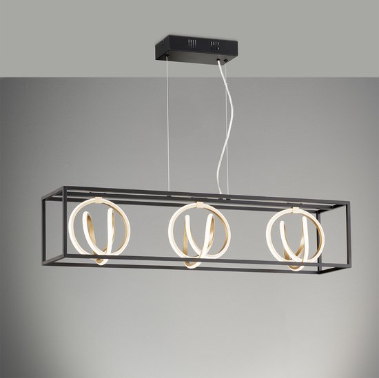 Fischer & Honsel - Hanglamp Gisi - 3x LED 13 W (incl.) - Zwart Mat