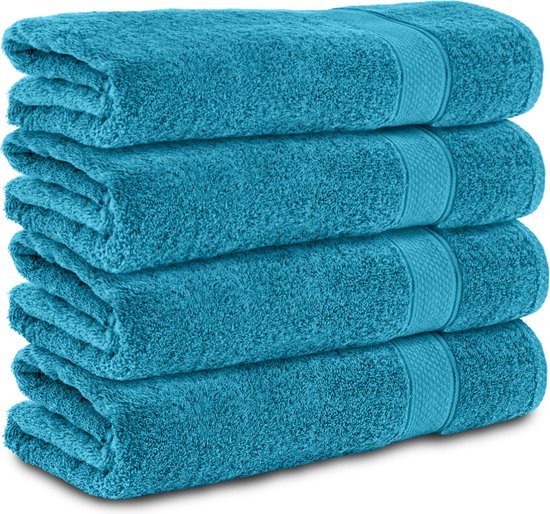 Komfortec handdoeken – Set van 4 - Badhanddoek 70x140 cm - 100% Katoen – Turquoise