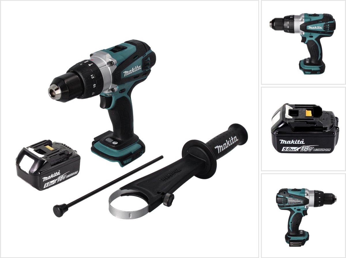 Makita DHP 458 T1 accu-klopboormachine 18 V 91 Nm + 1x accu 5,0 Ah - zonder oplader