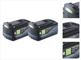 Jeu de batteries Festool 2x batterie BP 18 Li 5.0 ASI 18 V 0 Ah / 5000 mAh Li-Ion (2x 577660) Bluetooth avec chargeur