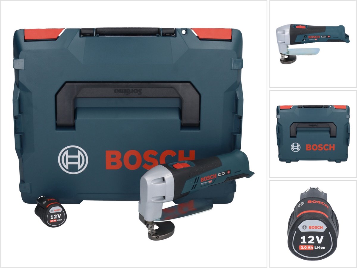 Bosch GSC 12V-13 Professional accu-plaatschaar 12 V + 1x accu 3,0 Ah + L-Boxx - zonder oplader