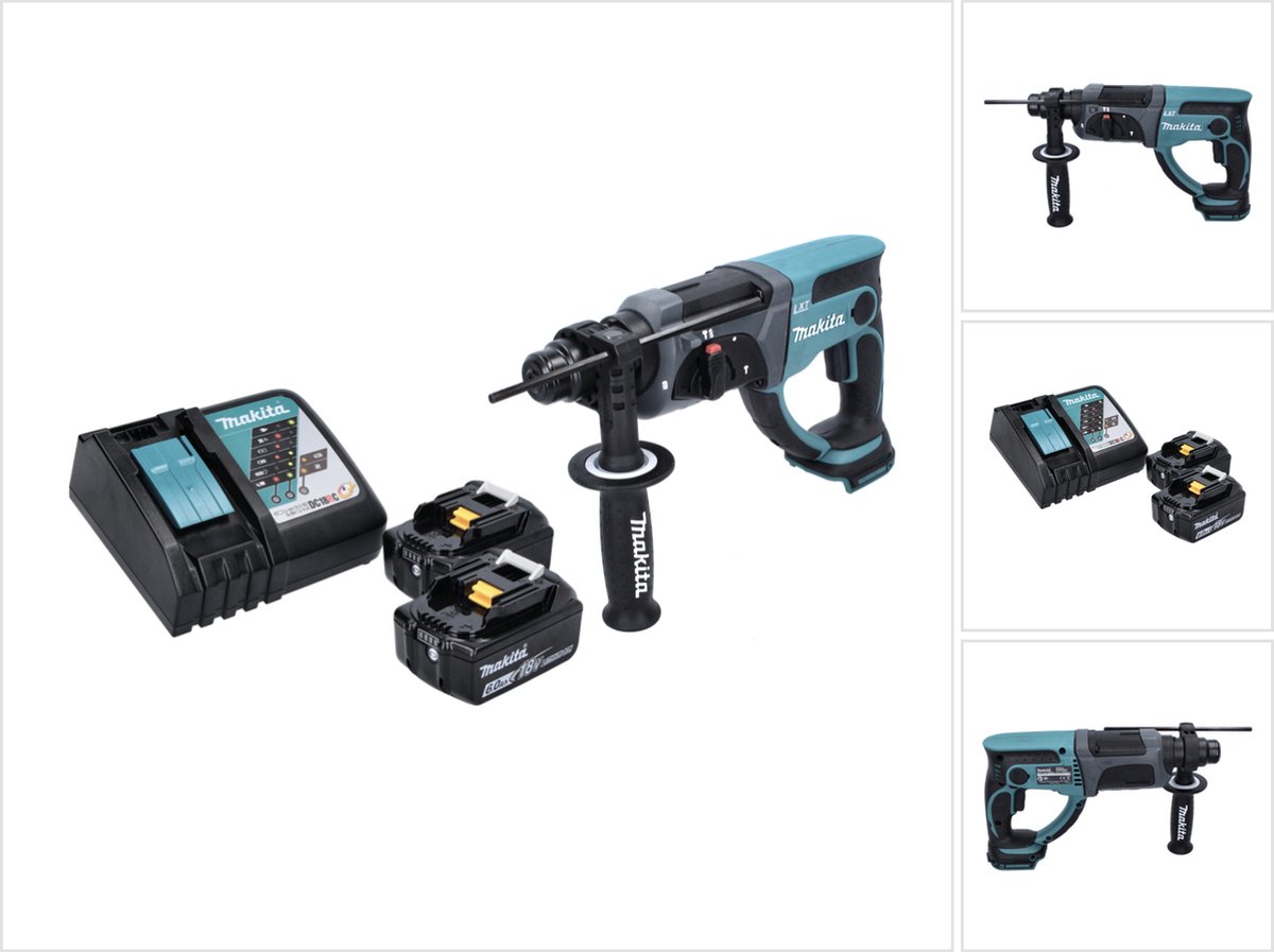 Makita DHR 202 RG accu combihamer 18 V 2,0 J SDS Plus + 2x accu 6,0 Ah + oplader