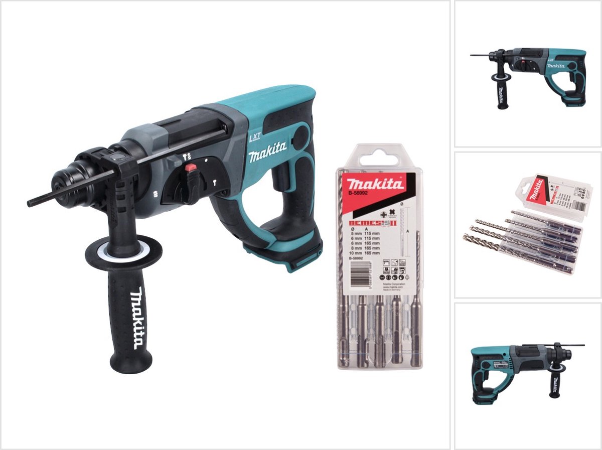 Makita DHR 202 Z accu combihamer 18 V 2.0 J SDS Plus + 5-delige boorset - zonder accu, zonder oplader