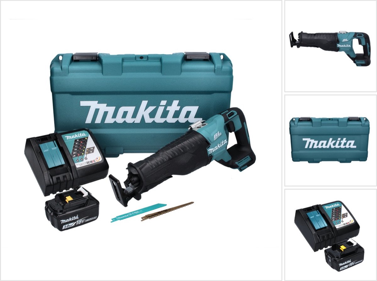 Makita DJR 187 RF1K accu reciprozaag 18 V borstelloos + 1x accu 3,0 Ah + oplader + koffer