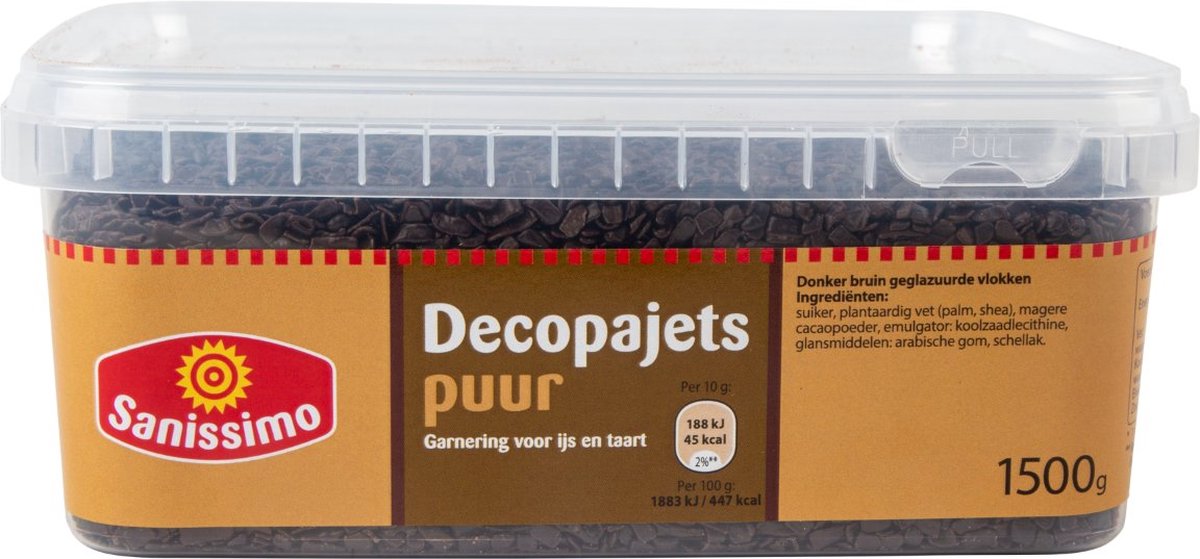 Sanissimo Deco-pajets puur garnering voor ijs en taart - Doos 1,5 kilo