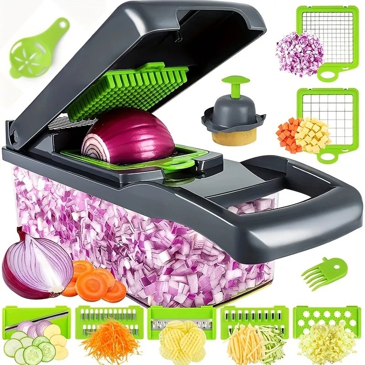Groente Snijder - Dunschiller - Wortel Rasp - met Accessoires mand