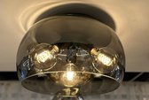 Mbc Living - Plafondlamp Bulbs - smoke glas - 40cm dia - 20cm hoog - zwart ophangplaat - 3 xe27 fittingen