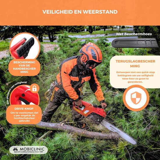 Mobiclinic® Timberpro - Elektrische kettingzaag met snoer - 1800W - Snijlengte 40 cm - Zaagbescherming - Zelfsmering - Licht en veilig - Met handvat - Snelheid 13 m/s - Tot 120 ml - Olieraam van Merkloos	 — afbeelding 4