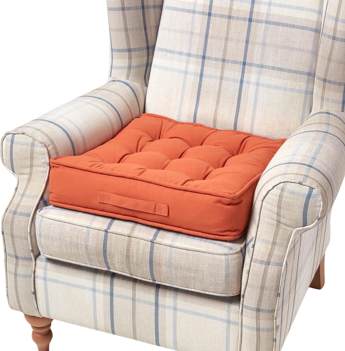 Homescapes Fauteuilkussen met katoenen hoes - Zitkussen - Terracotta - 50x50 cm