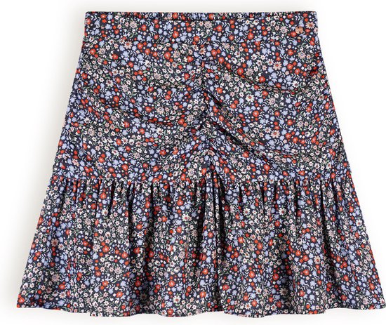 Meisjes rok bloemen - Nadine - Grijs navy blauw