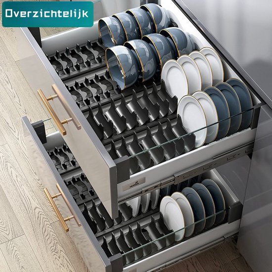 2 stuks bordenhouders, metalen bordenstandaard, borden, organizer, kast met gemakkelijk te dragen handgrepen, afdruiprek, servies, 12 x 14 cm, voor borden, snijplanken, pannendeksel, wit (S