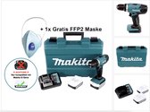 Makita DF 347 DWE accuschroefboormachine 14,4 V 30 Nm G-serie + 2x accu's 1,5 Ah + lader + 1x FFP2 masker + koffer