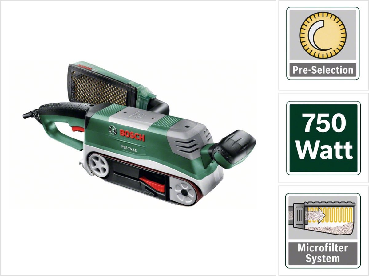 Bosch PBS 75 AE Bandschuurmachine - op snoer - 750 W - Met parallel- en verstekgeleider – foto 2