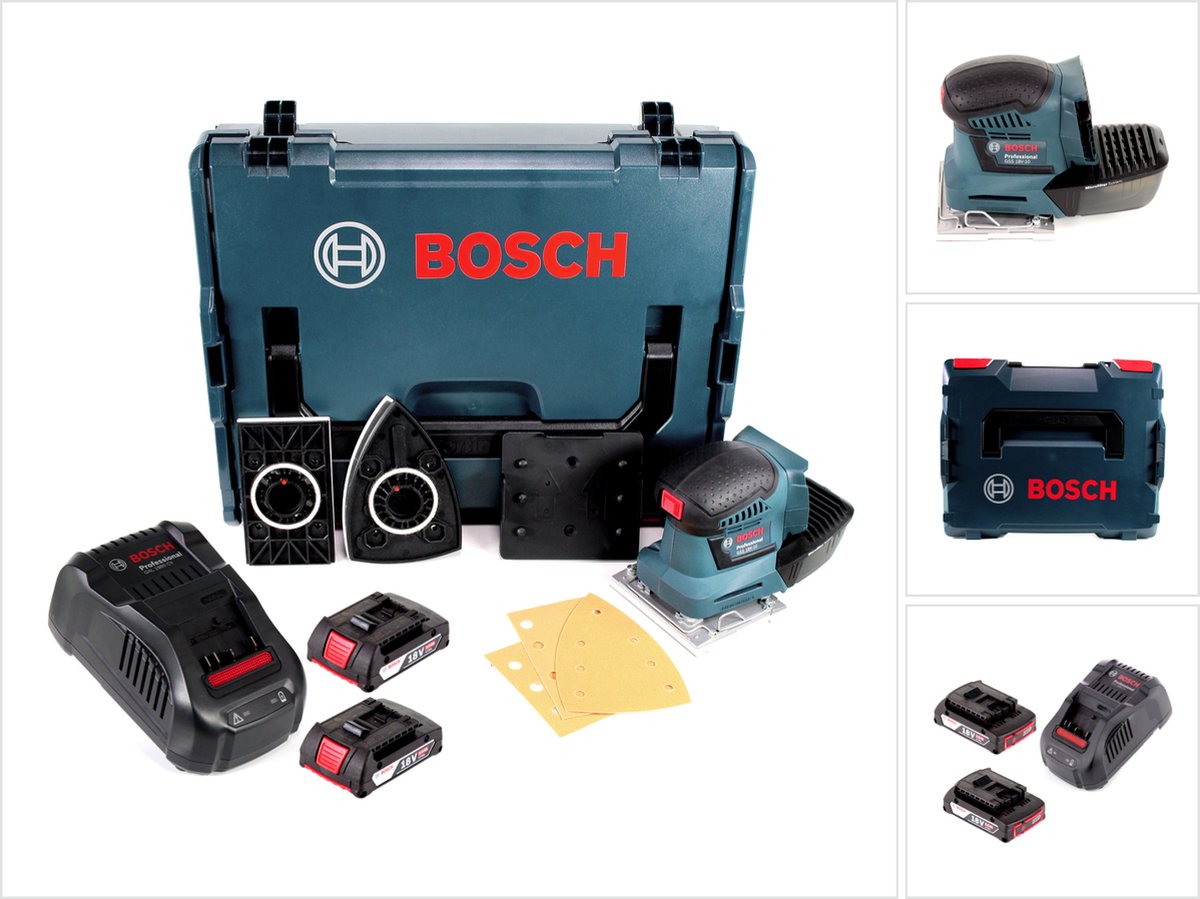 Bosch GSS 18V-10 accu-excentrische schuurmachine 18V + 2x accu 2,0 Ah + oplader + L-Boxx