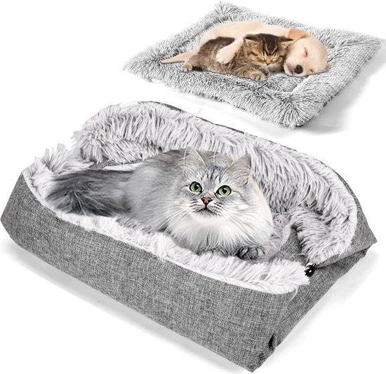 Kattenmand ∅ 50 cm - Knus kattenbed ideaal voor ontspanning Warm kussen perfect voor katten van alle groottes Geschikt voor binnengebruik zacht en comfortabel Lichtgrijs
