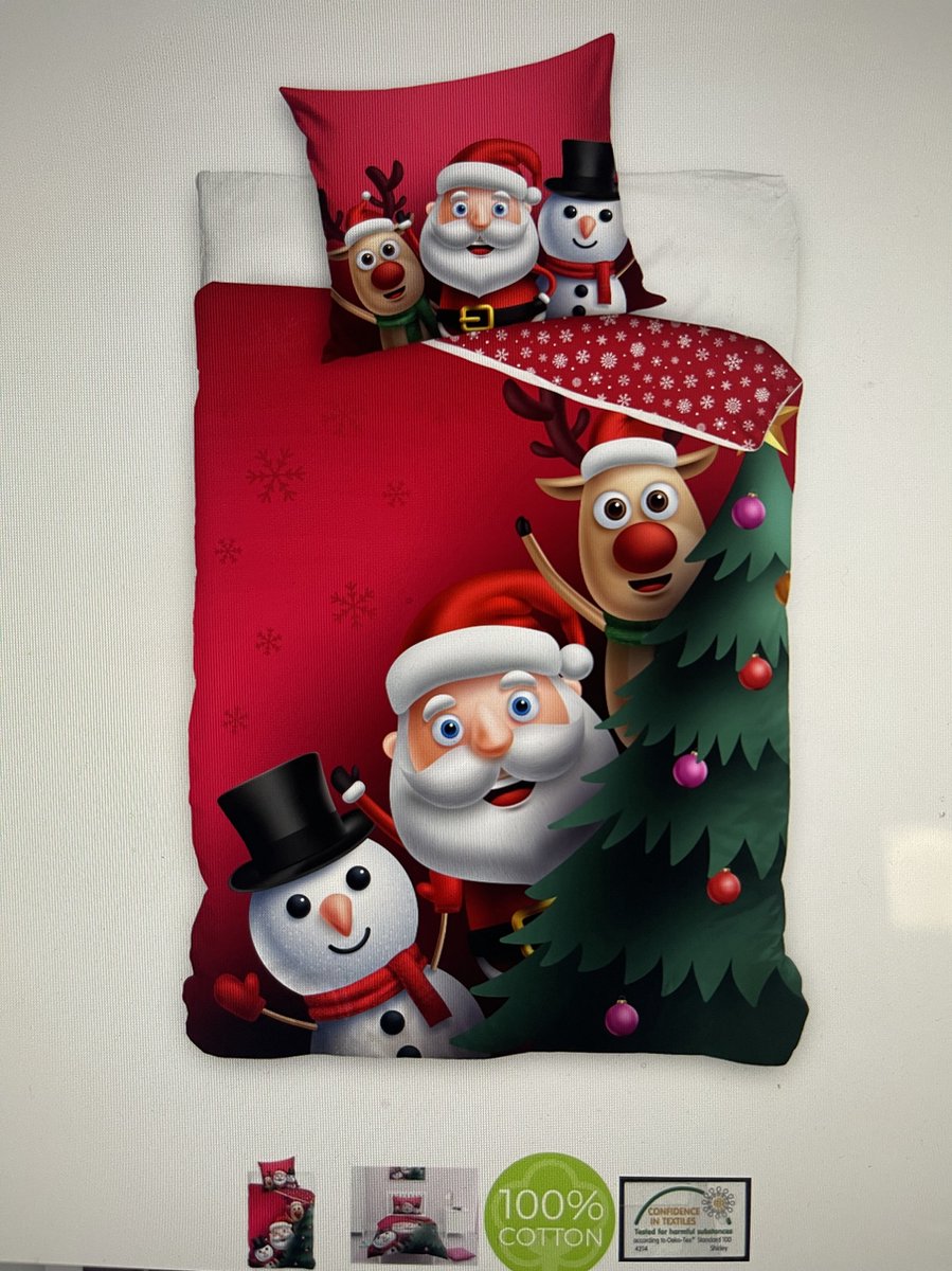 Kerst dekbedovertrek Santa 140 x 200 cm