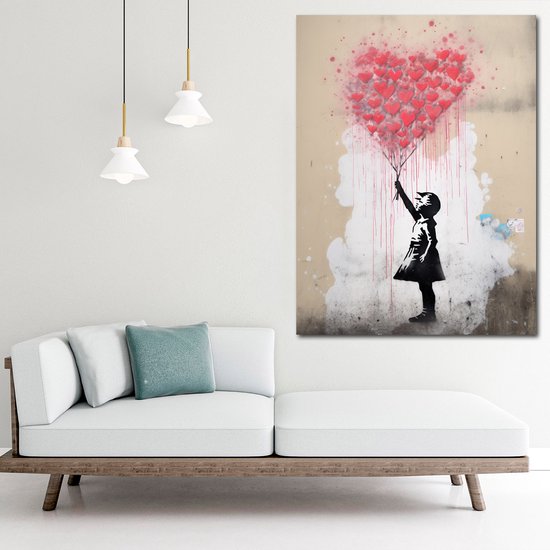 Poster Girl With Balloon of Harts – Banksy Street Art Graffiti Poster – Posters adaptés à l'encadrement – ​​43,2 x 61 cm (A2+)
