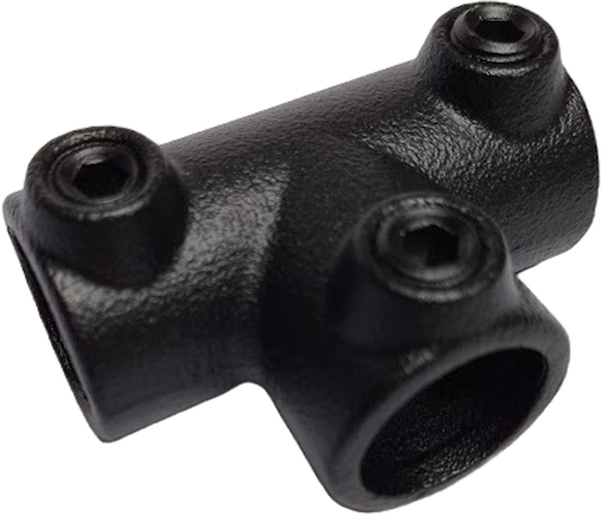 ABsteigerhout - Buiskoppeling Zwart - Lang T-stuk - Ø 26,9mm - Matzwart gecoat - Koppeling - Steigerbuis