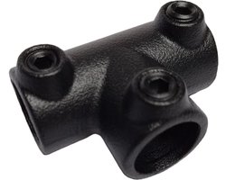 ABsteigerhout - Buiskoppeling Zwart - Lang T-stuk - Ø 26,9mm - Matzwart gecoat - Koppeling - Steigerbuis