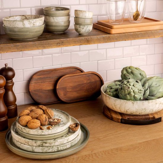Bowls and Dishes Bol en Poterie Espuma | Bol | bol | Plateau à fruits | Saladier | Accessoire de maison 27 centimètres Ø - Vert - Astuce cadeau !