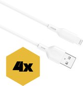 Oplaadkabel - USB naar Lightning Kabel - 4 stuks - 1 meter - Wit - Geschikt voor Apple iPhone 6,7,8,9,X,XS,XR,11,12,13,14 - Lightning USB kabel