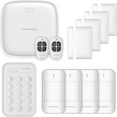 RoomBanker Smart Home Alarmsysteem Set - Stationkit (LTE/WiFi/RJ45-verbinding) - Met 4 bewegingssensoren, 4 magnetische antidiefstaldeursensoren, 2 keyfobs en 1 toetsenbord - Meerdere protocollen ondersteund (RBF/Zigbee/Bluetooth)