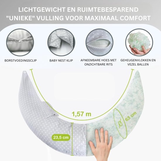 Zwangerschapskussen - Luxe Memory Foam Kussen met Schilfers voor Comfort tijdens Zwangerschap, Zijslapen en Borstvoeding van Koala Babycare — afbeelding 4