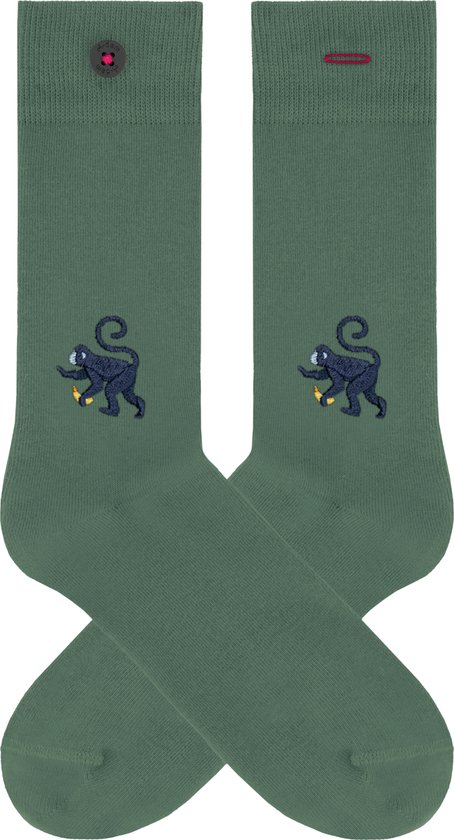 A-dam Banana Monkey - Sokken - Duurzaam - Katoen - Dames en Heren - Groen - 41-46