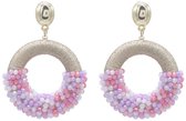 Oorbellen met Kralen - Crystal Beads - Oorhangers - 5x4 cm - Roze