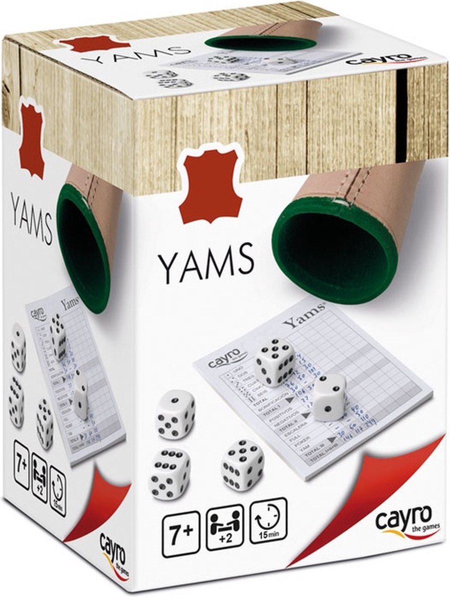 Cayro Yam's Deluxe - Klassiek Dobbelspel met Leren Dobbelbeker - 5 Dobbelstenen en Scoreblok - Vorm de Beste Combinaties voor de Hoogste Score - 2-8 Spelers - Vanaf 7 Jaar - Cayro Collection