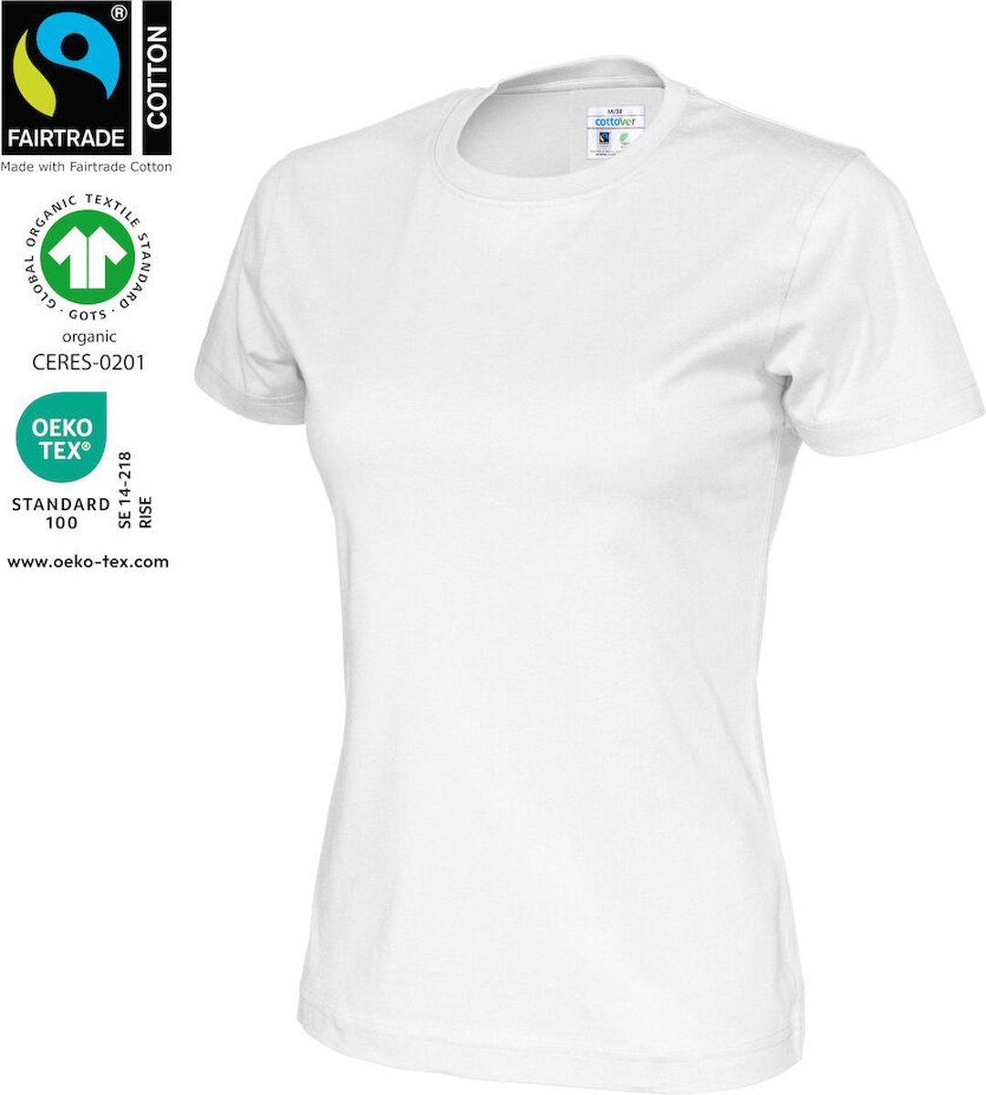 Cottover T-SHIRT LADY - GOTS GECERTIFICEERD 141007 - Wit - L