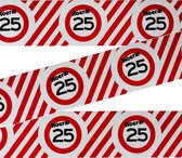 3BMT® Afzetlint - Markeerlint rood wit - 25 jaar - verjaardag - 10 meter