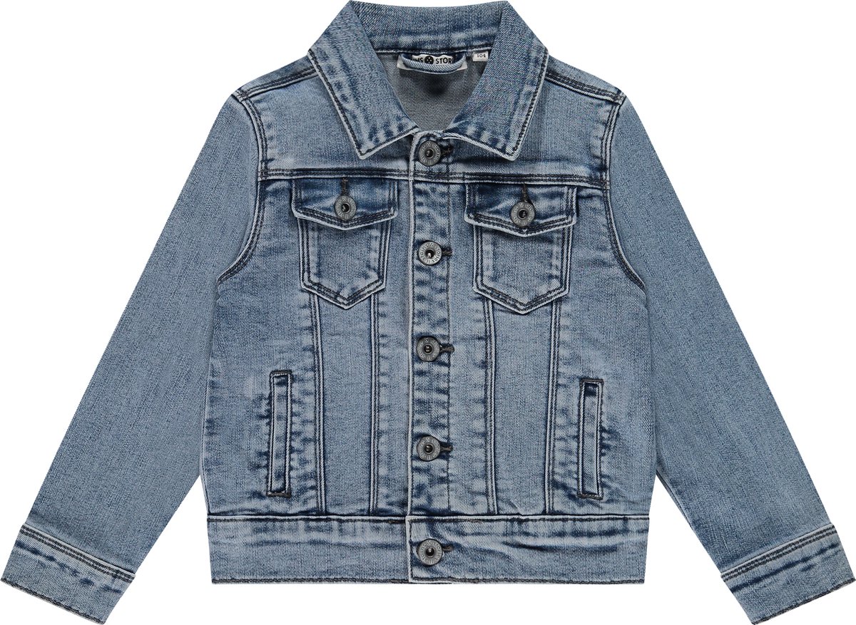 Stains and Stories boys jeans jacket Jongens Jas - mid blue denim - Maat 86