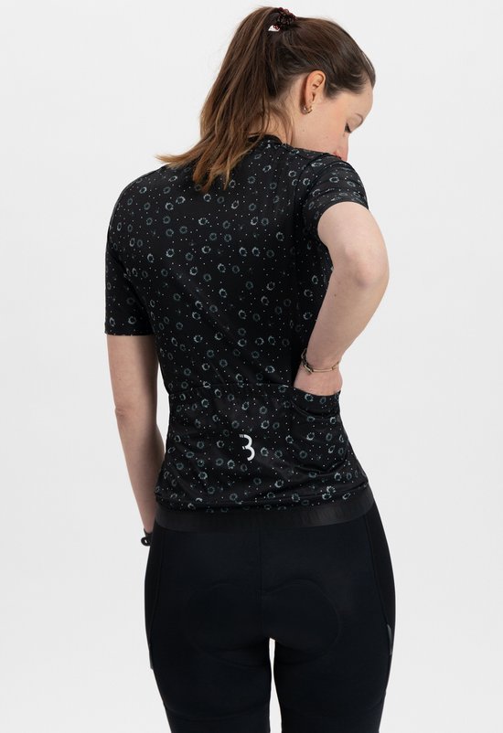 BBB Cycling DonnaFit R - Maillot de cyclisme femme manches courtes - Maillot de cyclisme durable femme - Noir Floral - Taille L - BBW-413
