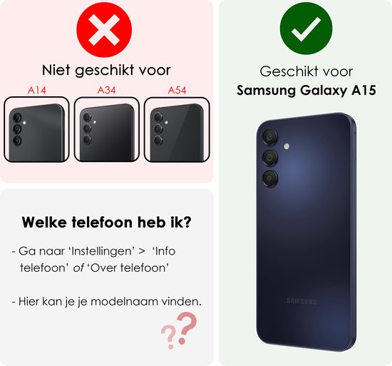 Coque Compatible avec Samsung A15 Case Cover Siliconen Back Case Cover - Vert Foncé - 2x