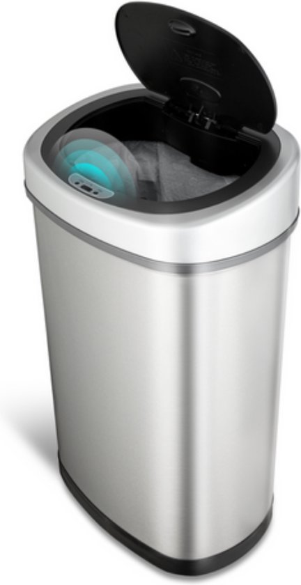 Rijoka Prullenbak met Sensor Dubbel - 50 Liter - 1×20 en 1×30 Liter