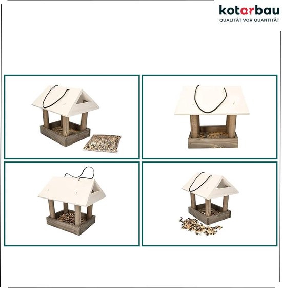KOTARBAU Houten Vogelvoederhuisje met Shingles Bedekt voor Ophangen 0,5 kg Voedsel