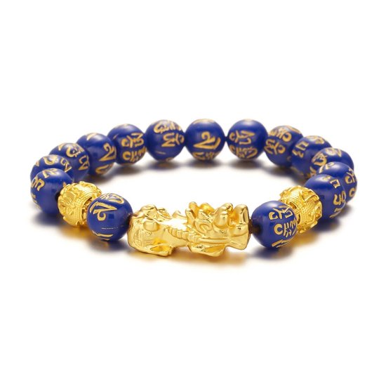 Edmondo - Bracelet Feng shui - 21 cm - Blauw / Blue - Bracelet de richesse Feng shui original - Bracelet de richesse Feng shui Pixiu - Attire la richesse - Bracelet porte-bonheur