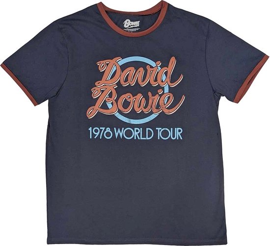 David Bowie - 1978 World Tour Heren T-shirt - 2XL - Blauw