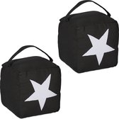 Butée de porte étoile Relaxdays - lot de 2 - avec poignée - butée de porte carrée - porte ou fenêtre - noir